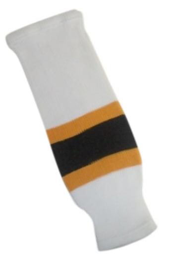 DoGree Hockey Boston Bruins Knit Hockey Socks, White/Gold/Black, Adult/32-Inch
