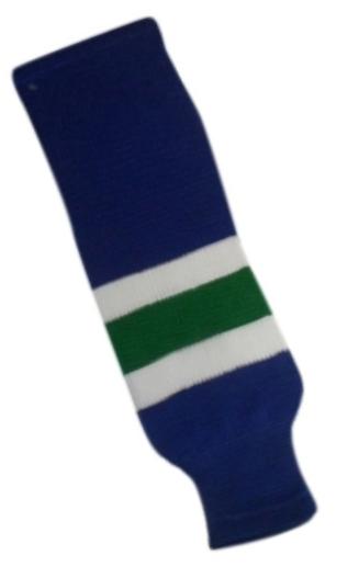DoGree Hockey Vancouver Canucks Knit Hockey Socks, Navy/White/Green, Adult/32-Inch