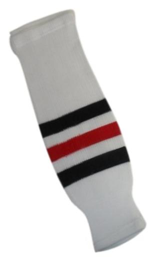 DoGree Hockey Chicago Blackhawks Knit Hockey Socks, White/Black/Red, Adult/32-Inch