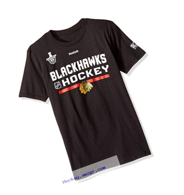 NHL Chicago Blackhawks Boys -SC Playoff Center Ice Authentic Short Sleevetee, Black, Medium (10/12)