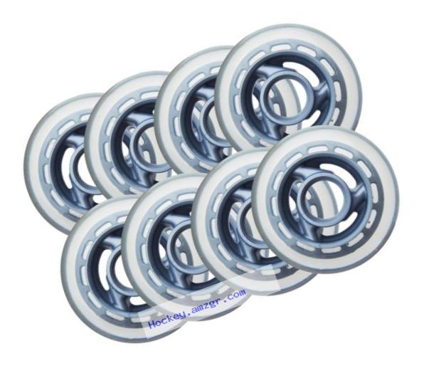 KSS Inline Skate 78A Wheels (8 Pack) with 3-Spoke hub, 80mm, Clear/Silver
