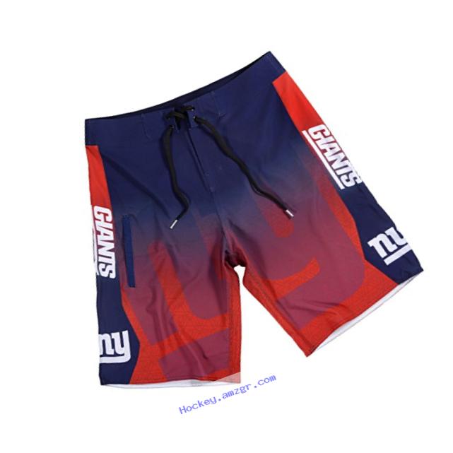 KLEW NFL New York Giants Gradient Board Shorts, Small, Blue